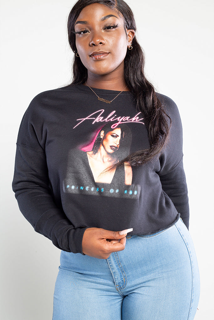 Aaliyah Princess of R&B Crop Crewneck Sweatshirt