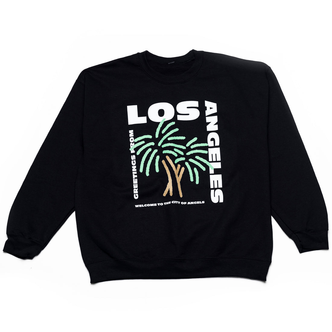 Greetings from Los Angeles Palm Tree Postcard Stamp Crewneck Sweatshirt