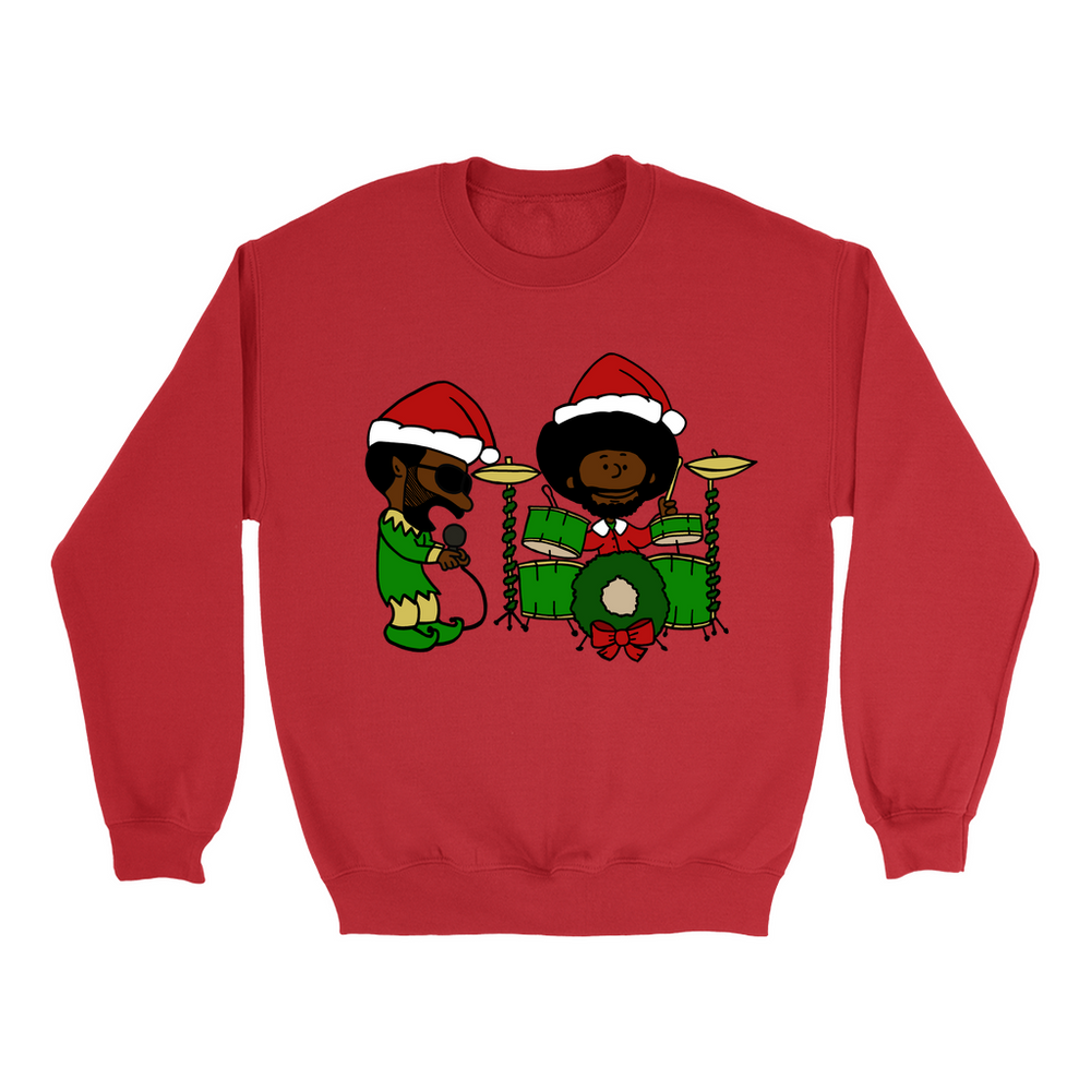 Black Thought and Questlove as Elf and Santa Christmas Crewneck Sweatshirt