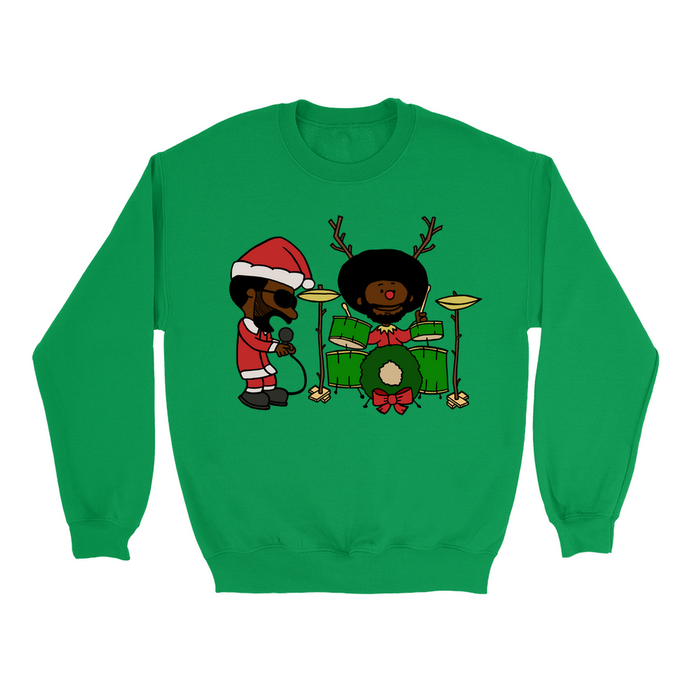 Black Thought and Questlove as Santa and Rudolph Christmas Crewneck Sweatshirt