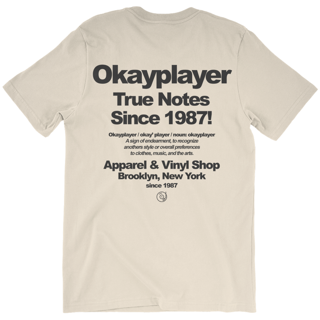 Okayplayer True Notes Natural T-Shirt – Okayplayer Shop Okayplayer True Notes Natural T-Shirt – Okayplayer Shop