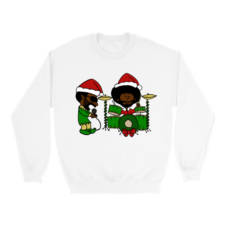 Black Thought and Questlove as Elf and Santa Christmas Crewneck Sweatshirt