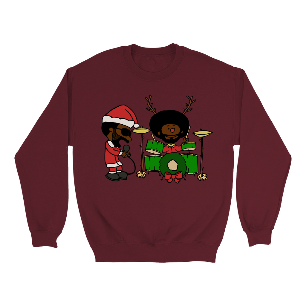 Black Thought and Questlove as Santa and Rudolph Christmas Crewneck Sweatshirt