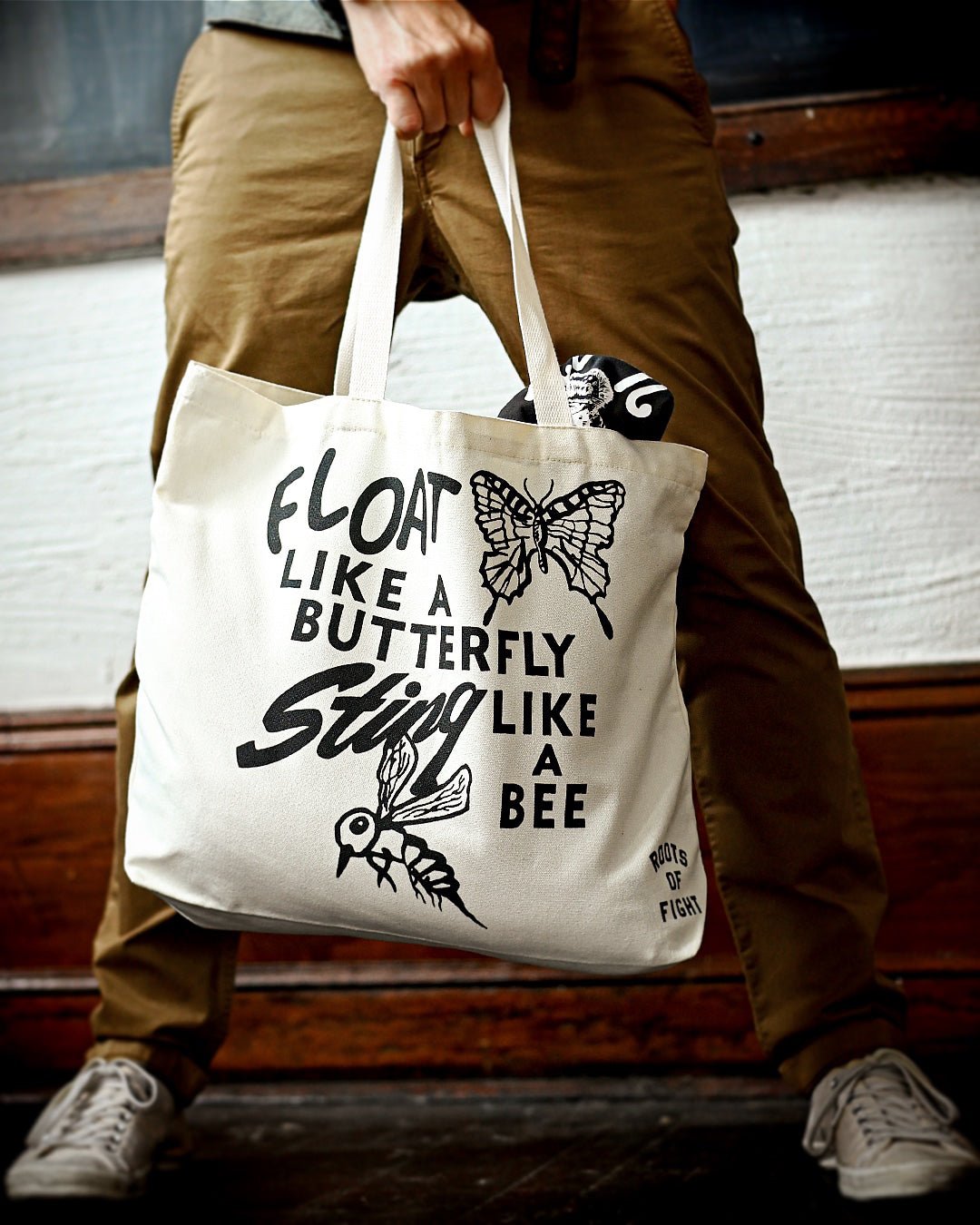 Ali Float Like A Butterfly Ivory Tote Bag