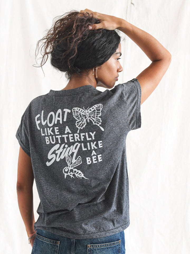 Ali Float Like A Butterfly Women's Black Tee