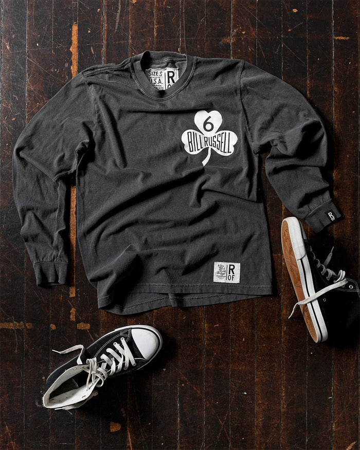 Bill Russell #6 Charcoal Long Sleeve Tee
