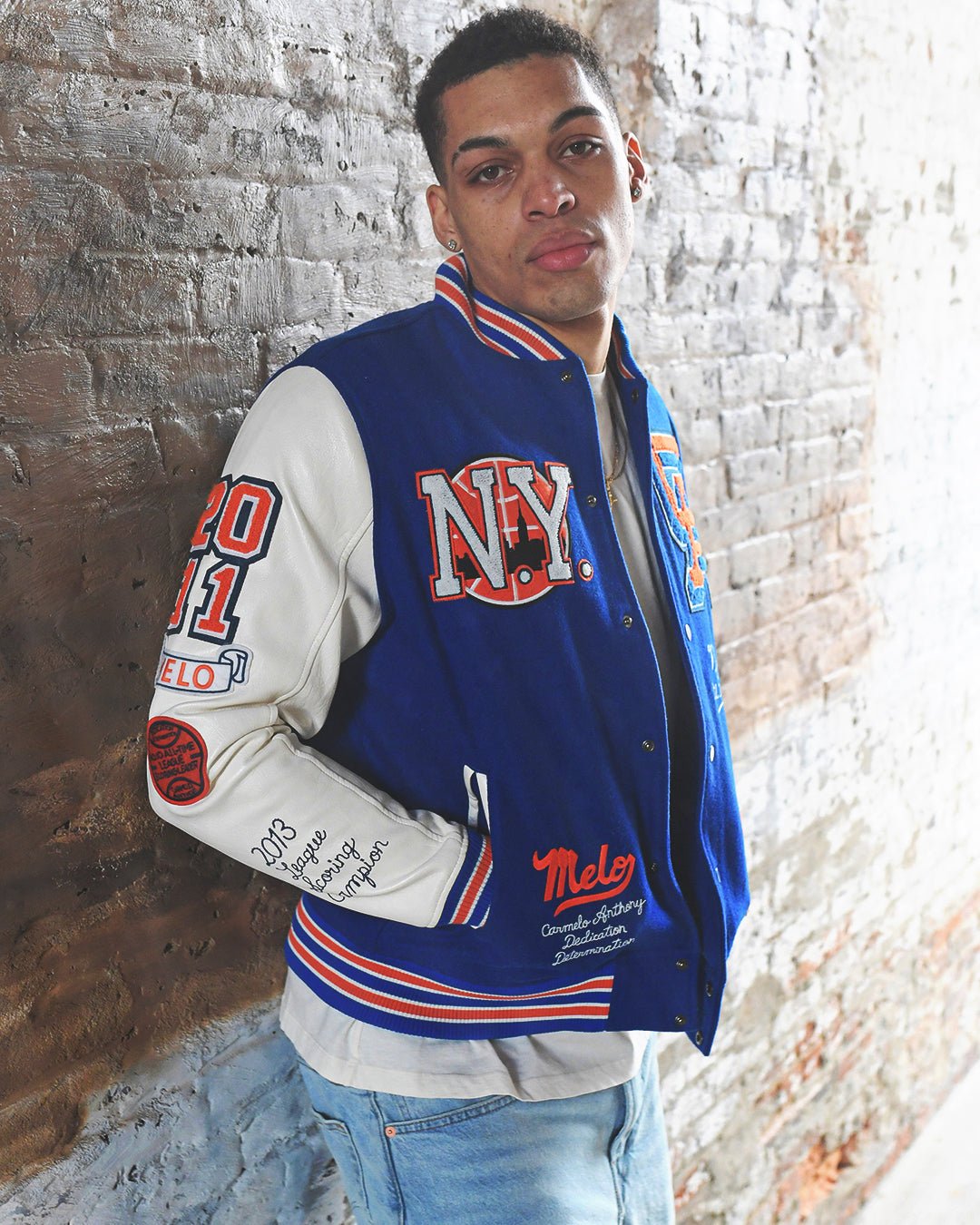 C. Anthony New York Blue Varsity Jacket