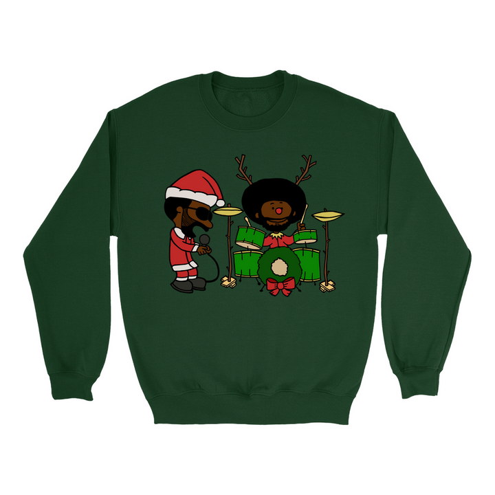 Black Thought and Questlove as Santa and Rudolph Christmas Crewneck Sweatshirt