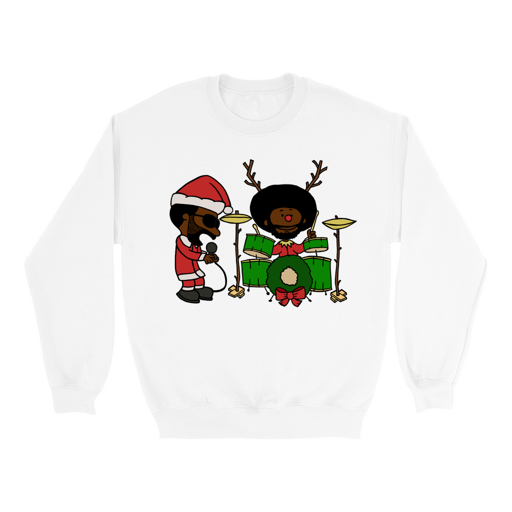 Black Thought and Questlove as Santa and Rudolph Christmas Crewneck Sweatshirt