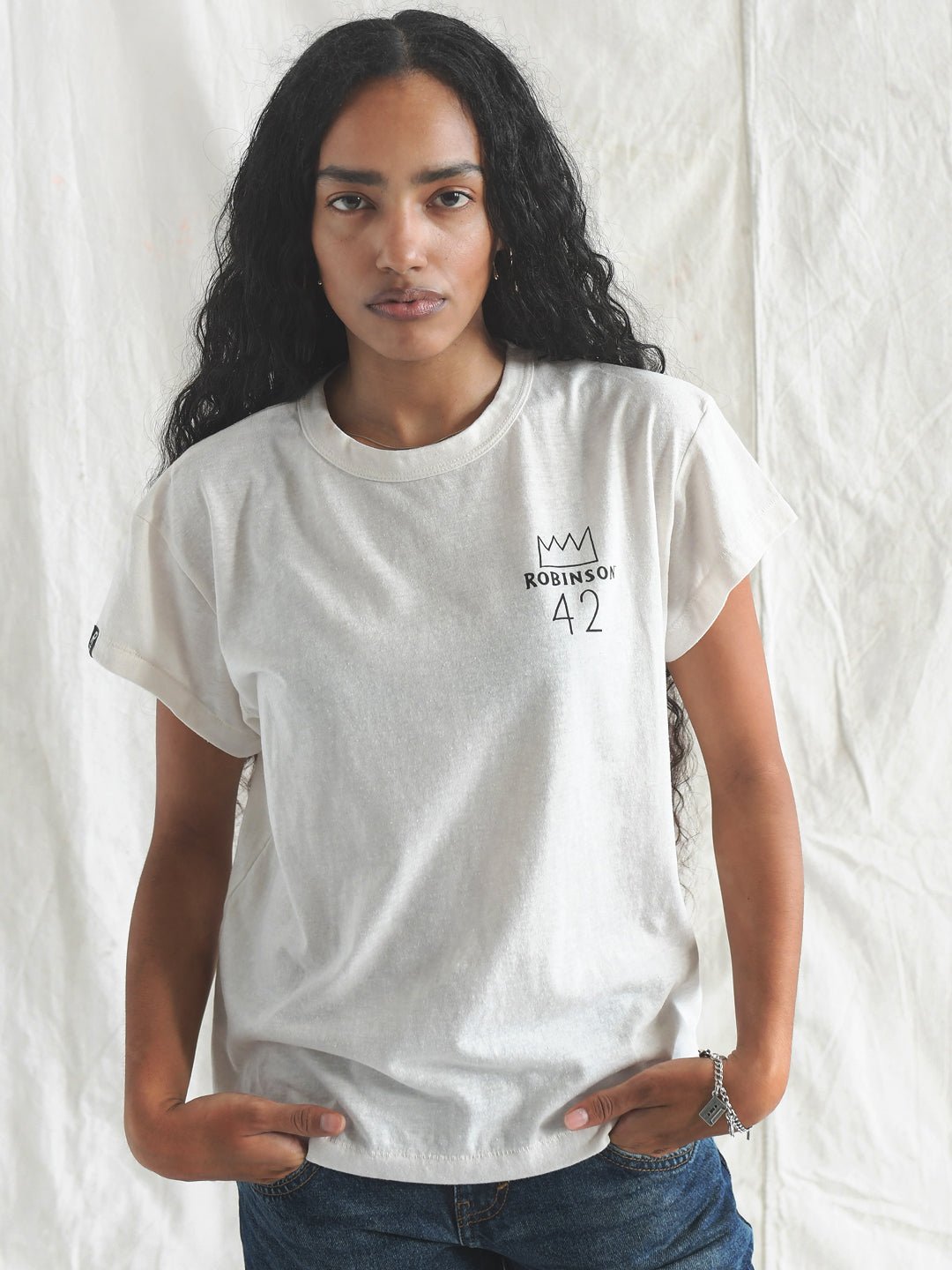 Jackie Robinson Vintage #42 Women's White Tee