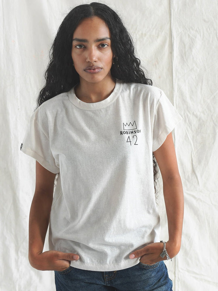 Jackie Robinson Vintage #42 Women's White Tee