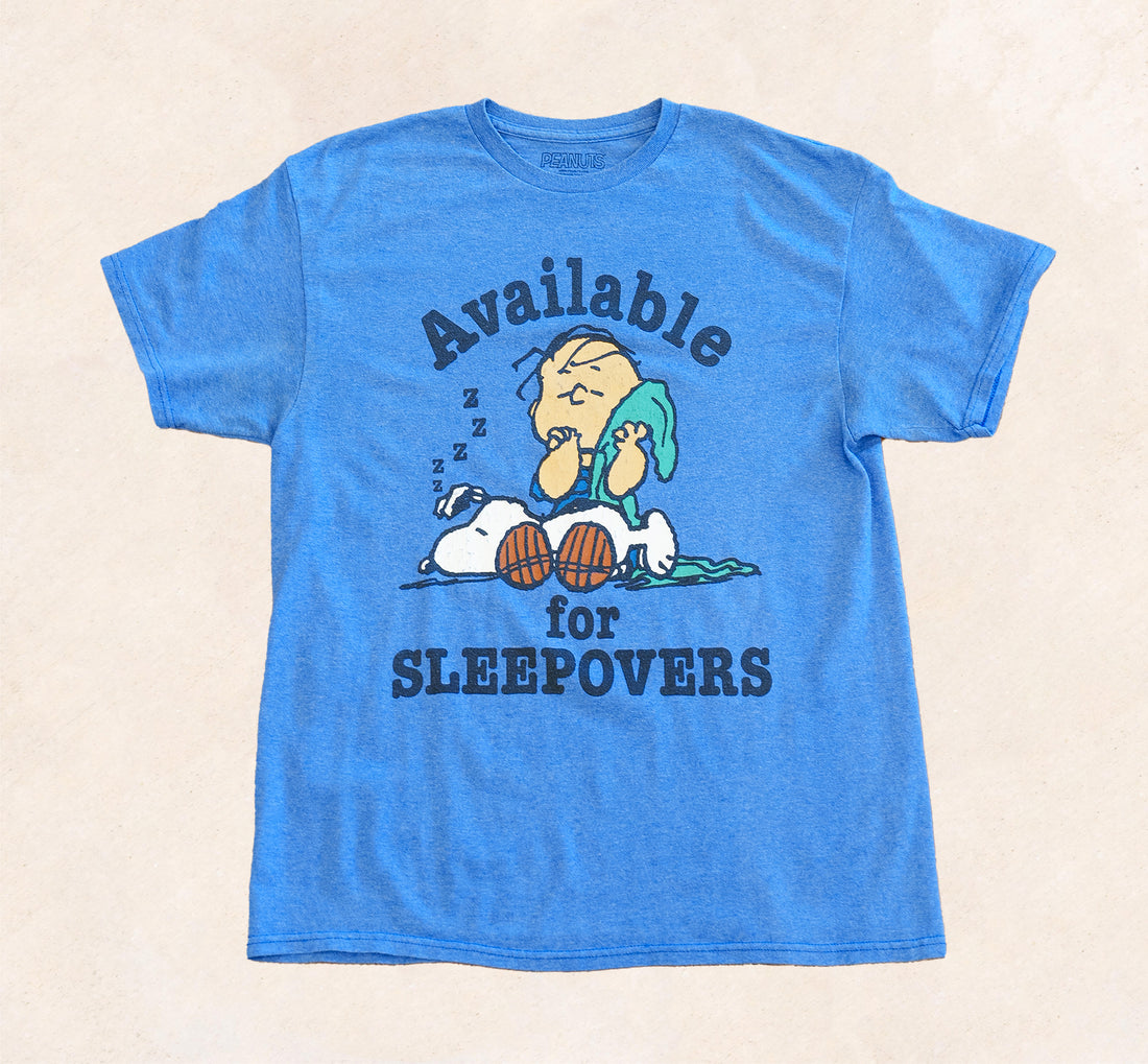 Peanuts 'Available for sleepovers' T-Shirt