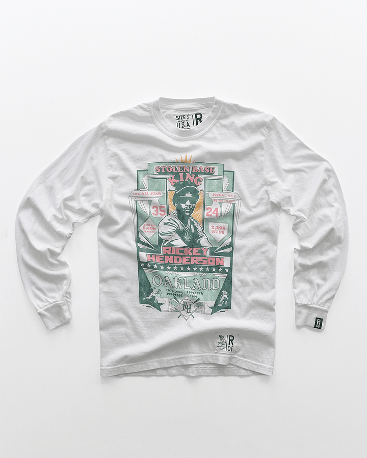 Rickey Henderson Oakland White Long Sleeve Tee