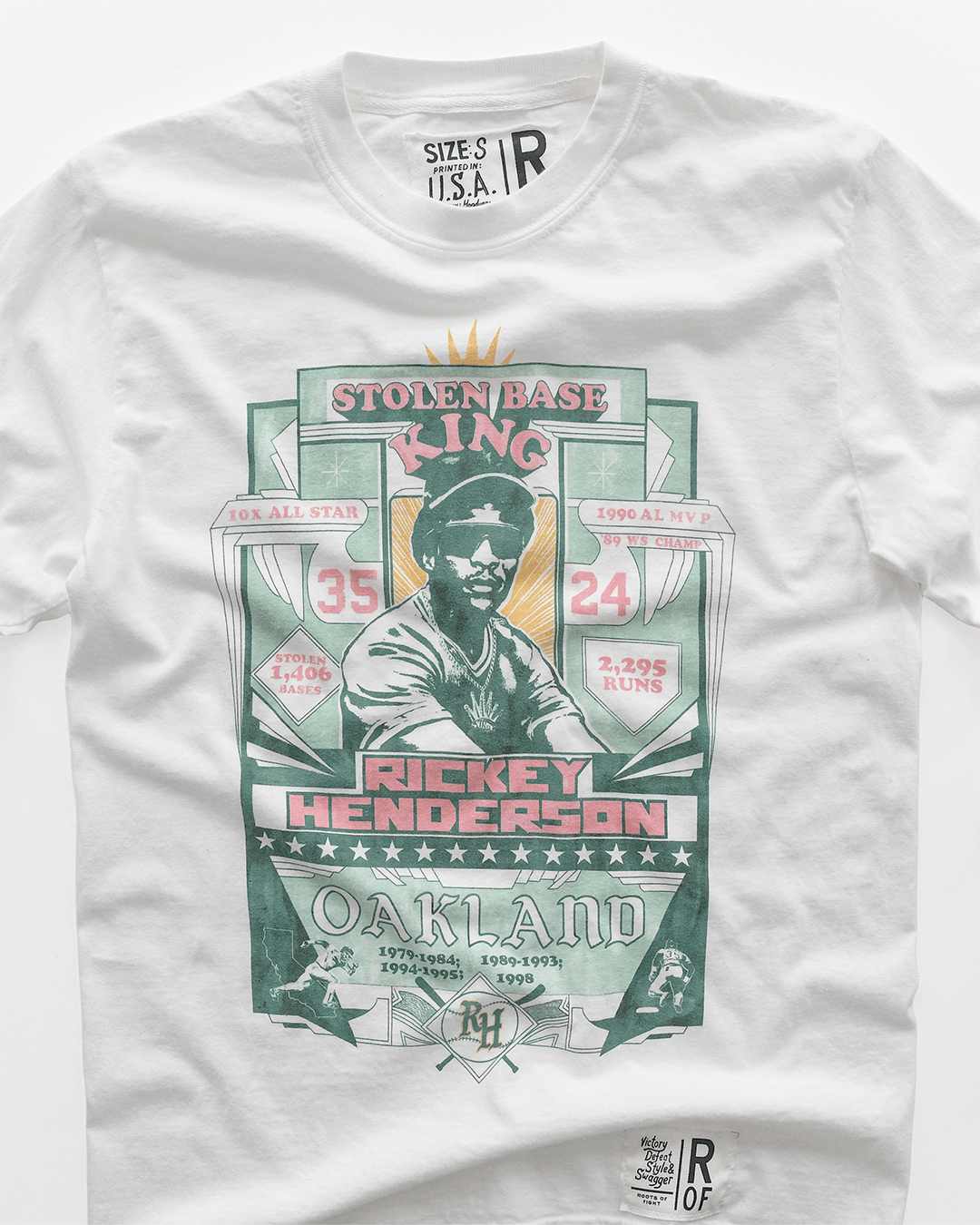 Rickey Henderson Oakland White Long Sleeve Tee