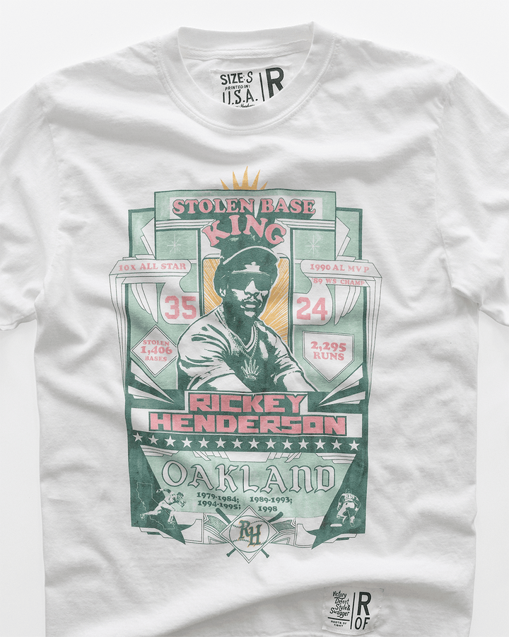 Rickey Henderson Oakland White Long Sleeve Tee