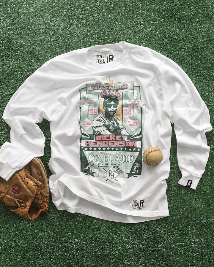Rickey Henderson Oakland White Long Sleeve Tee