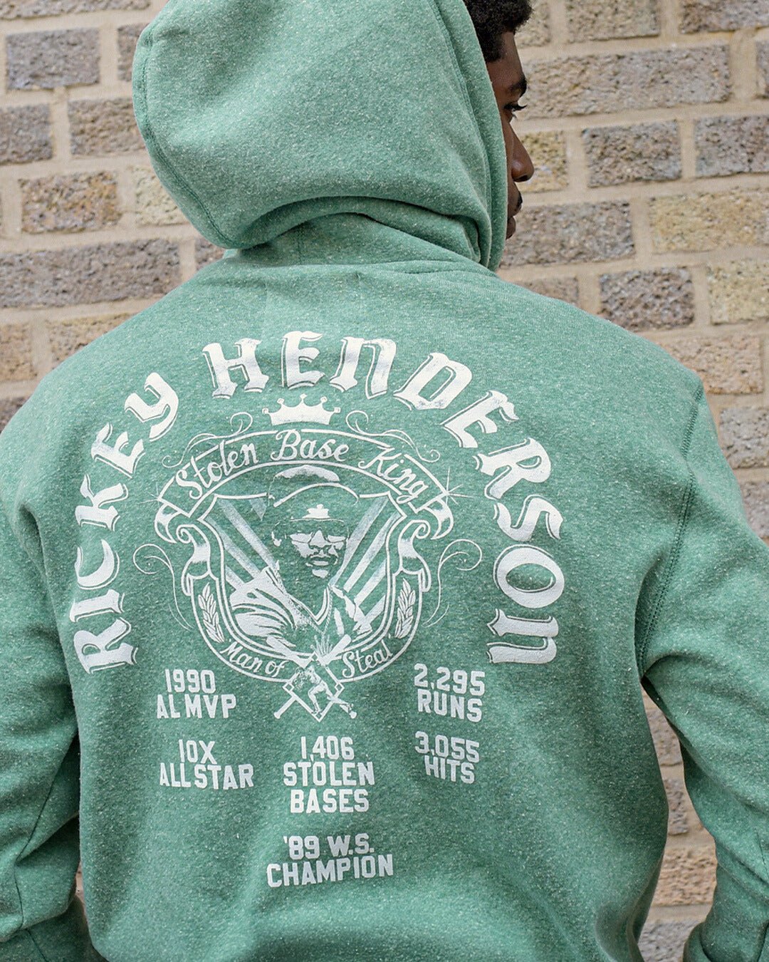 Rickey Henderson Stolen Base King Green PO Hoody