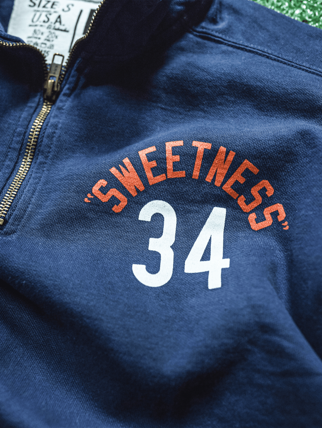 Walter Payton #34 Navy Quarter-Zip Sweatshirt