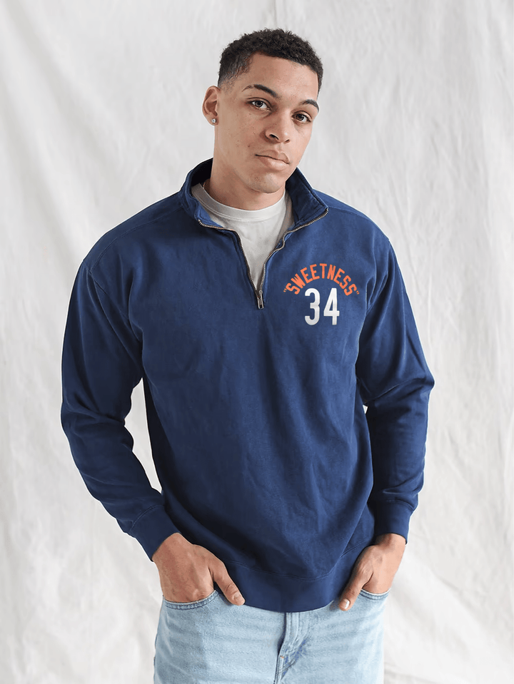 Walter Payton #34 Navy Quarter-Zip Sweatshirt