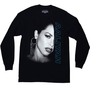 Aaliyah Profile Long Sleeve Black T-Shirt