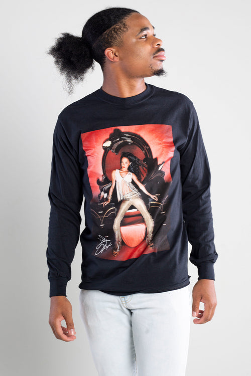 Aaliyah Signature Long Sleeve Black T-Shirt
