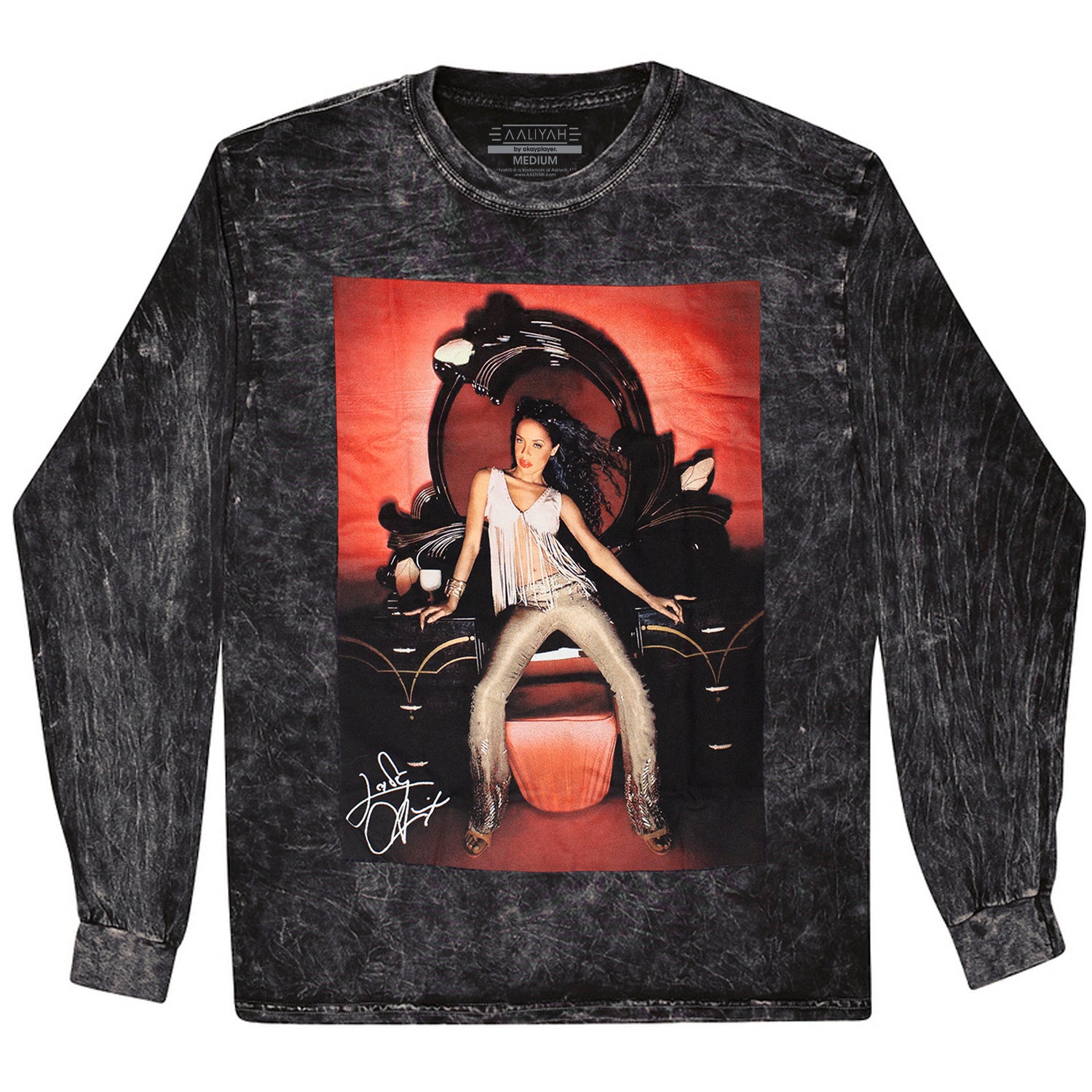Aaliyah Signature Long Sleeve Mineral Wash T-Shirt