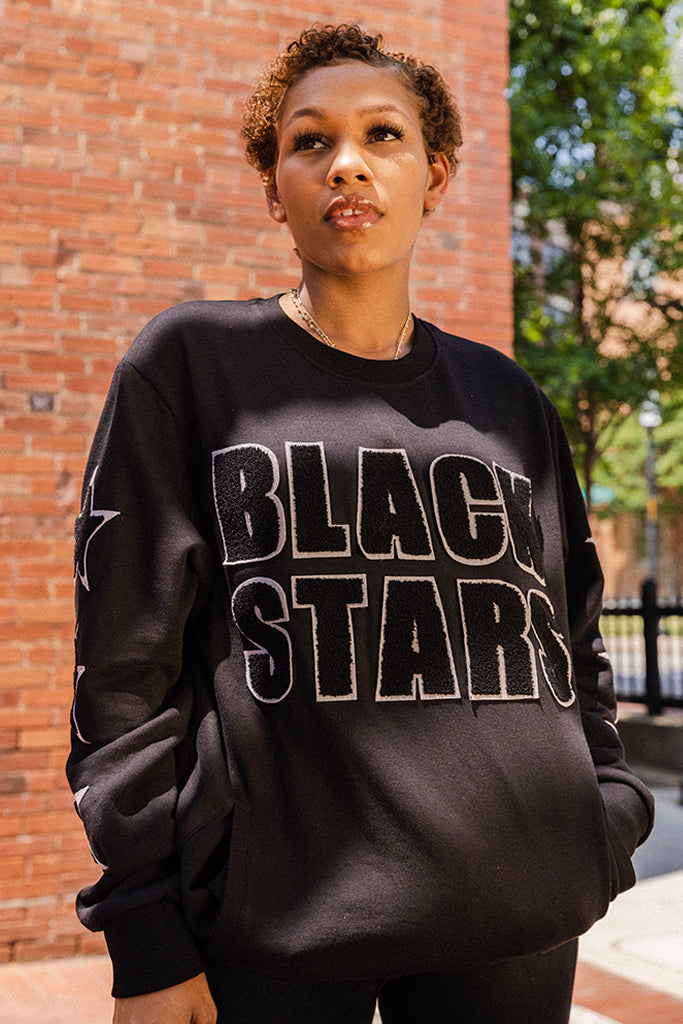 Black Stars Chenille Crewneck Sweatshirt