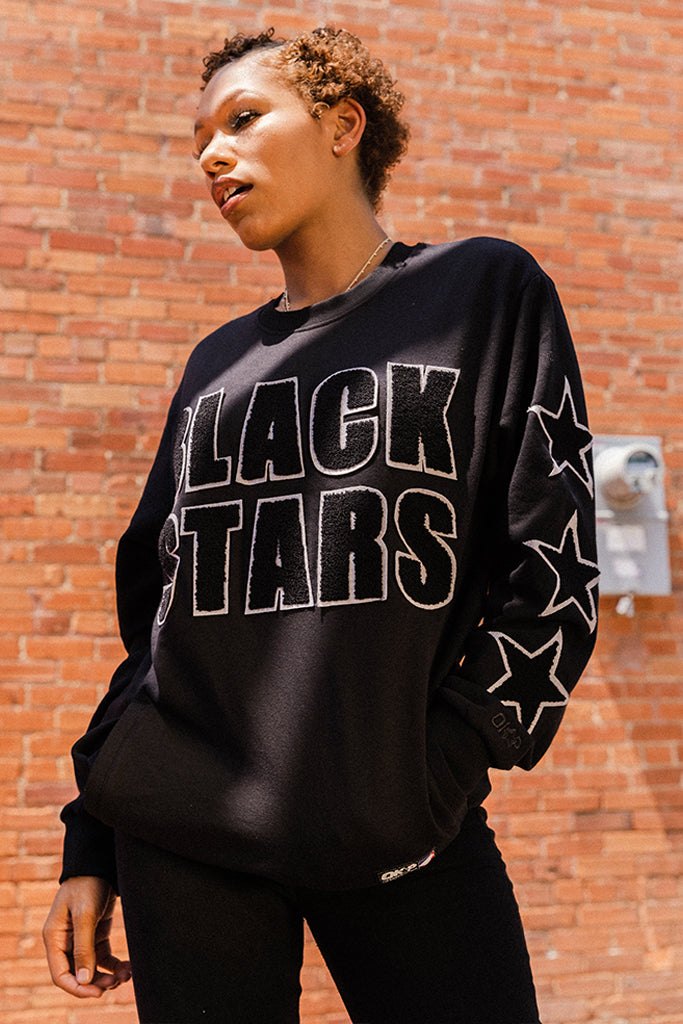 Black Stars Chenille Crewneck Sweatshirt